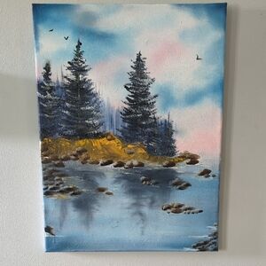 Serene Landscape Canvas Art - Blue and Gold